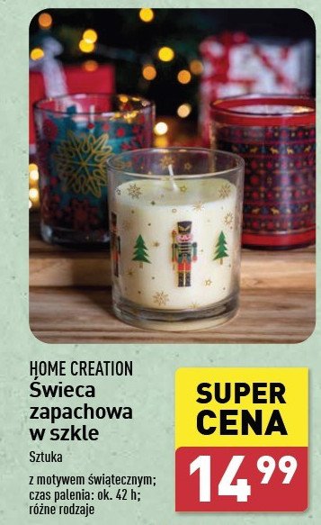 Świeca zapachowa w szkle 42 h Home creation promocja w Aldi