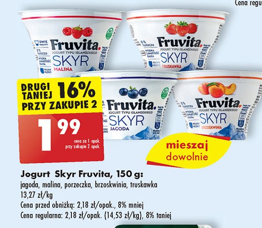 Jogurt brzoskwinia Fruvita skyr promocja