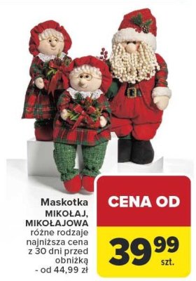 Maskotka Mikołaj, różne rodzaje Carrefour promocja w Carrefour