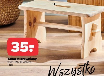 Taboret drewniany 39x19x21 cm promocja w Netto