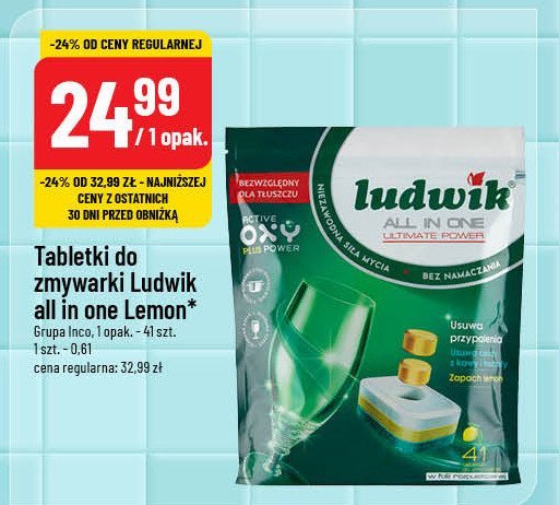 Tabletki do zmywarek lemon Ludwik all in one promocja w POLOmarket