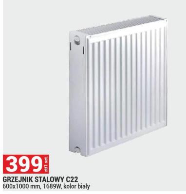 Grzejnik stalowy C22 600x1000 mm, 1689W, kolor biały promocja w Merkury Market