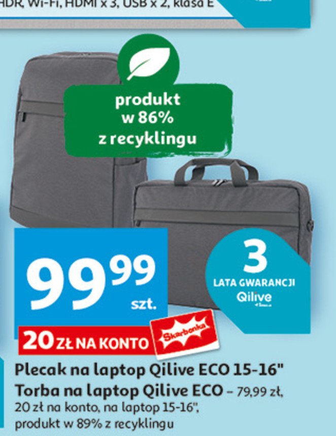 Torba na laptopa eco Qilive promocja w Auchan