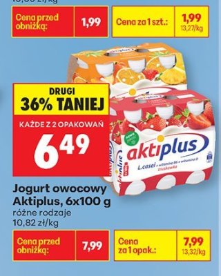 Jogurt owocowy Aktiplus 6x100g różne rodzaje promocja w Biedronka