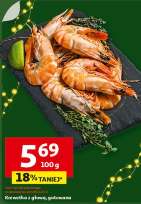 Krewetka z głową, gotowana 100 g promocja w Auchan