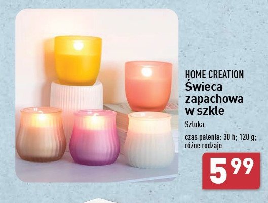 Świeca zapachowa w szkle 30 h Home creation promocja