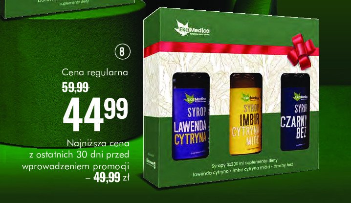 Zestaw w pudełku: syrop lawenda- cytryna 300 ml + syrop czarny bez 300 ml + syrop imbir- cytryna- miód 300 ml Ekamedica food EKOMEDICA promocja