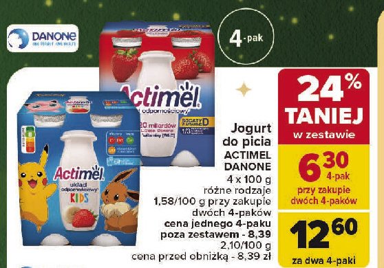 Jogurt kids truskawka i banan Danone actimel promocja