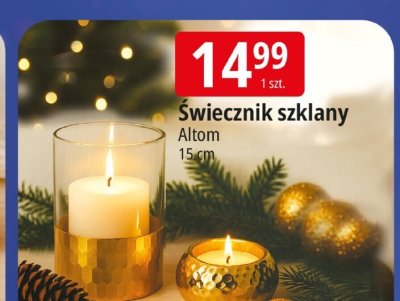 Świecznik szklany Altom promocja w Leclerc