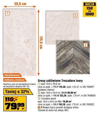 Gresy szkliwione Trocadero ivory promocja w OBI