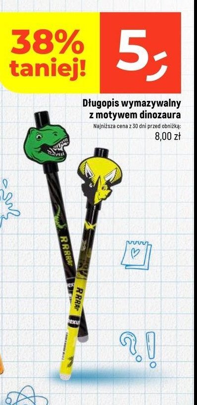 Długopis wymazywalny dinozaury promocja