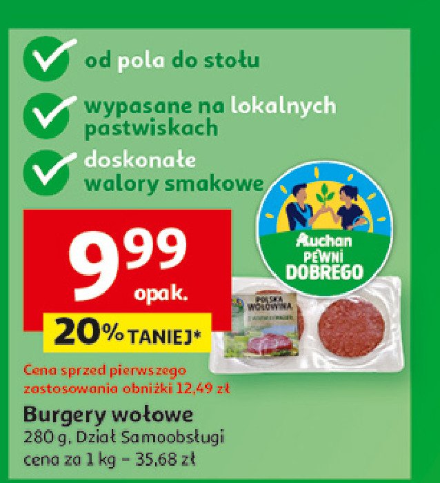 Burger wołowy Auchan pewni dobrego promocja