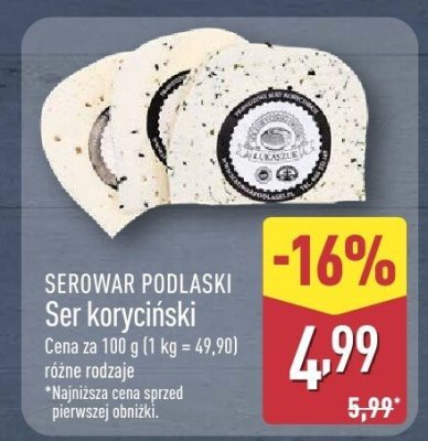 Ser koryciński Serowar Podlaski promocja w Aldi