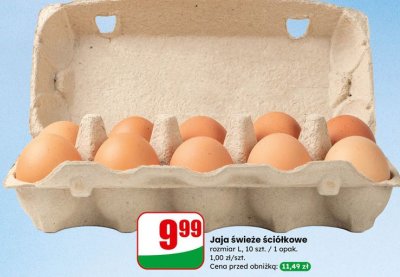 Jaja świeże ściółkowe rozmiar L, 10 szt.  promocja w Dino