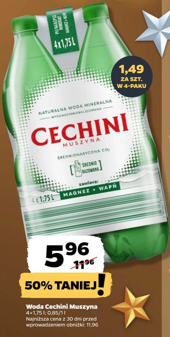 Woda lekko gazowana Muszyna cechini promocja w Netto