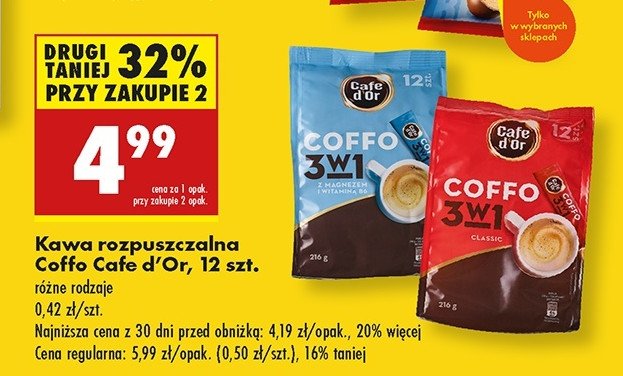 Kawa rozpuszczalna 3 w 1 z magnezem Cafe d'or coffo promocja w Biedronka