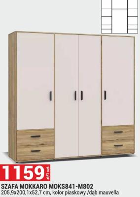 Szafa MOKKARO MOKS841-M802 205,9x200,1x52,7 cm, kolor piaskowy/dąb mauvella promocja w Merkury Market