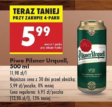 Piwo Pilsner urquell promocja w Biedronka