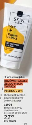 Żel do mycia twarzy i peeling 2 w 1 AVON SKIN GLOW Vit C + Papaya Extract Gel Cleanser + Scrub promocja w AVON