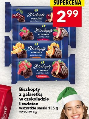 Biszkopty z galaretką w czekoladzie Lewiatan wszystkie smaki 135 g promocja w LEWIATAN