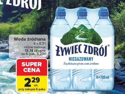 Woda źródlana ŻYWIEC ZDRÓJ 6 x 0,7 l promocja w Carrefour