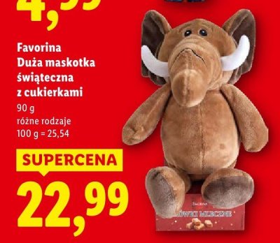 Maskotka Favorina Duża maskotka świąteczna z cukierkami promocja w Lidl