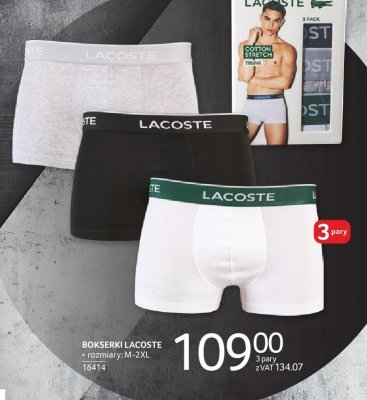 Bokserki Lacoste rozmiary M-2XL promocja w Selgros