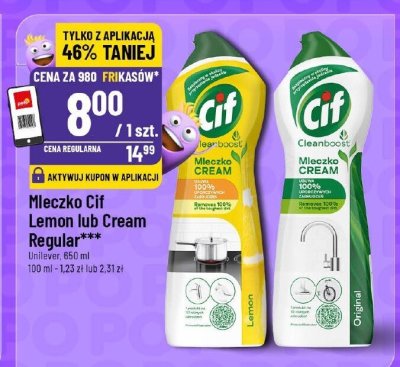 Mleczko Cif Lemon lub Cream Regular promocja w POLOmarket