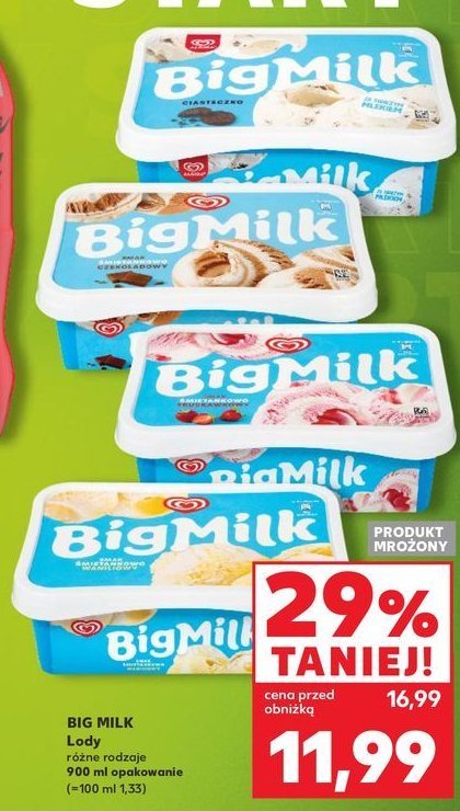 Lody smietankowe Algida big milk promocja