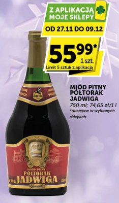 Miód pitny Półtorak Jadwiga promocja w Euro Sklep