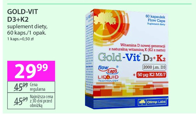 Kapsułki wzmacniające Olimp labs gold-vit d3+k2 promocja