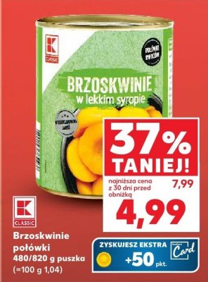 Brzoskwinie połówki w lekkim syropie promocja w Kaufland