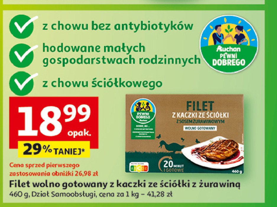 Filet z kaczki wolno gotowany z sosem żurawinowym Auchan pewni dobrego promocja