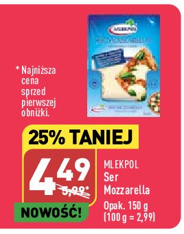 Ser mozzarella - plastry Mlekpol promocja w Aldi