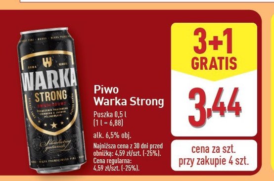 Piwo Warka Strong promocja w Aldi