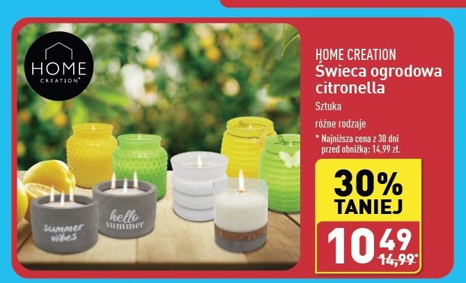 Świeca ogrodowa citronella Home creation promocja