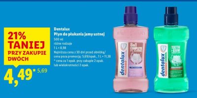Płyn do płukania jamy ustnej Dentalux różne rodzaje promocja w Lidl