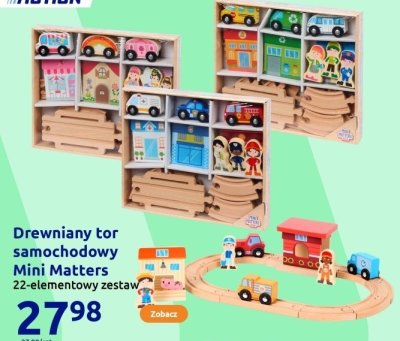 Drewniany tor samochodowy Mini Matters 22-elementowy zestaw promocja w Action