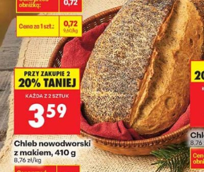 Chleb nowodworski z makiem 410 g promocja w Biedronka