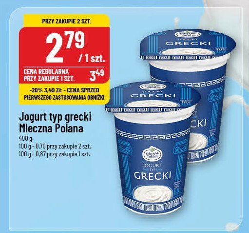 Jogurt grecki Mleczna polana promocja