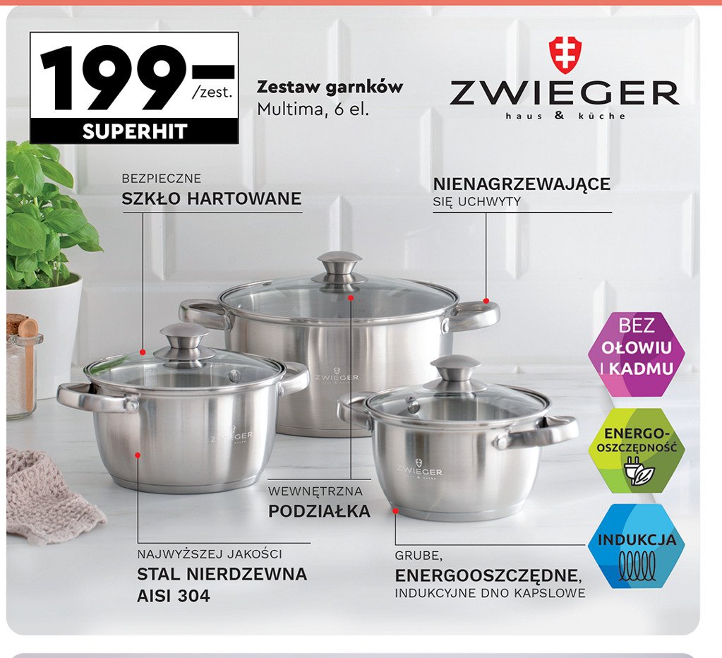 Komplet garnków multima Zwieger promocja w Biedronka