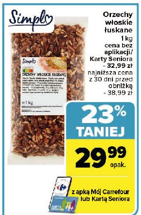 Orzechy włoskie łuskane Simpl promocja w Carrefour Market