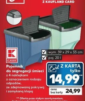 Pojemnik do segregacji śmieci 20 l K-classic promocja