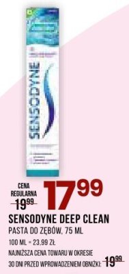 Pasta do zębów SENSODYNE DEEP CLEAN promocja w Drogerie Natura
