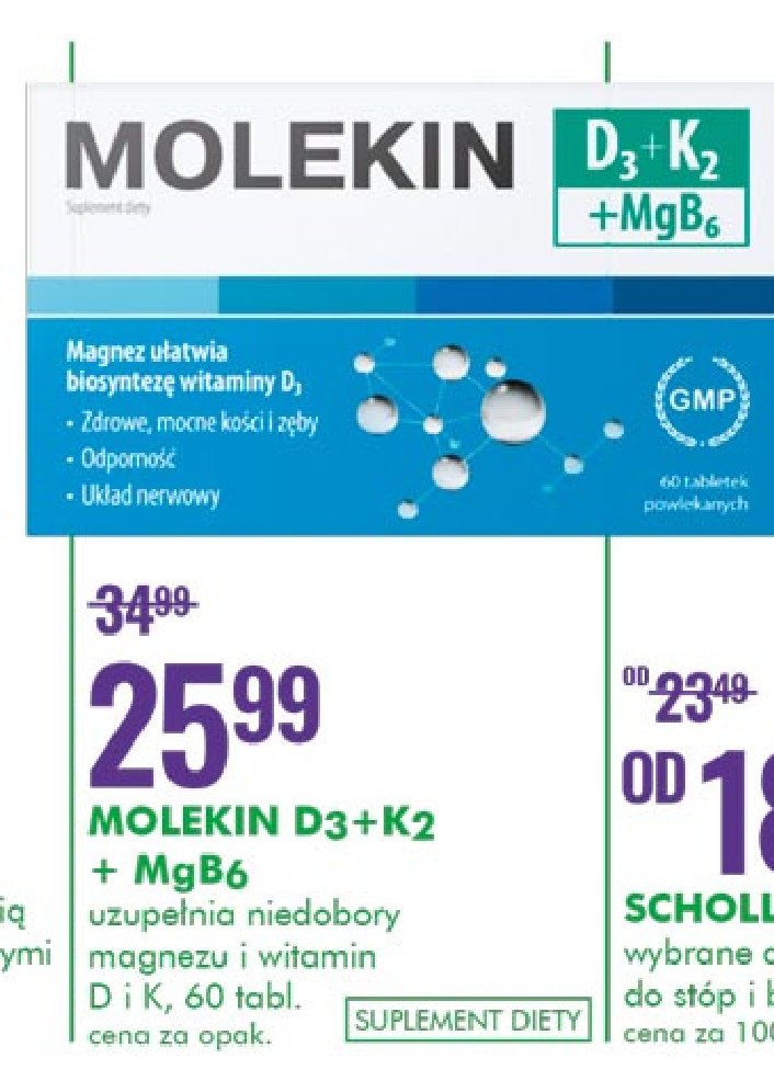 Tabletki witamina d3 + k2 + mg b6 Molekin promocja