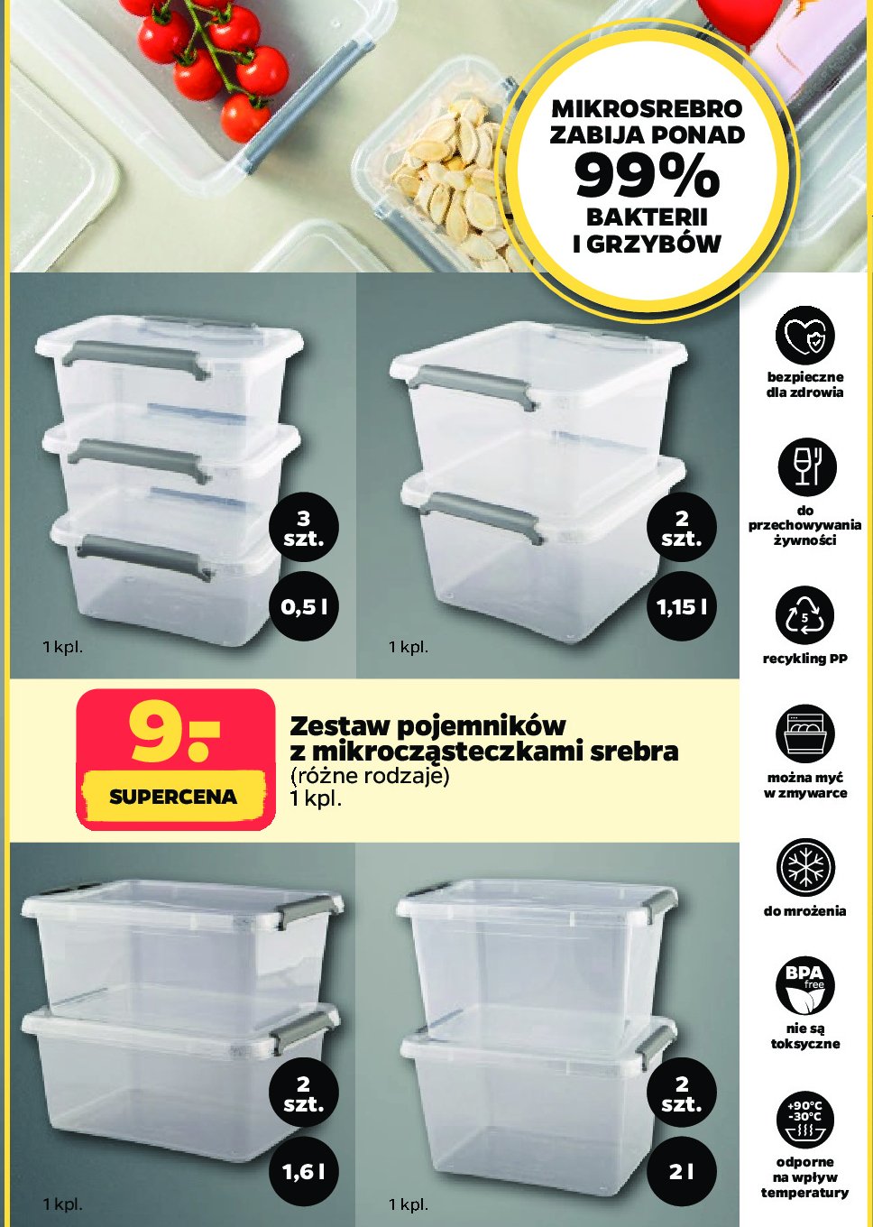 Zestaw pojemnik贸w z mikrocz膮steczkami srebra 2 l promocja