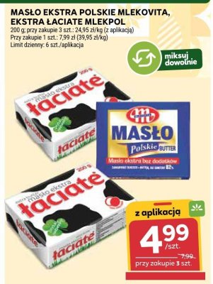 Masło ekstra polskie Mlekovita, Ekstra Łaciate Mlekpol 200g promocja w Stokrotka