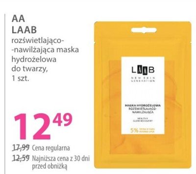 Maska AA LAAB rozświetlająco-nawilżająca maska hydrożelowa do twarzy promocja w Hebe