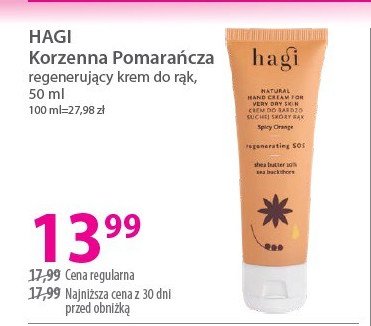 Krem do rąk korzenna pomarańcza Hagi natural promocja w Hebe