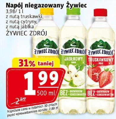 Napój niegazowany Żywiec 3.98/1l z nutą truskawki, ananasu, cytryny, z nutą jabłka ŻYWIEC ZDRÓJ promocja w Prim Market